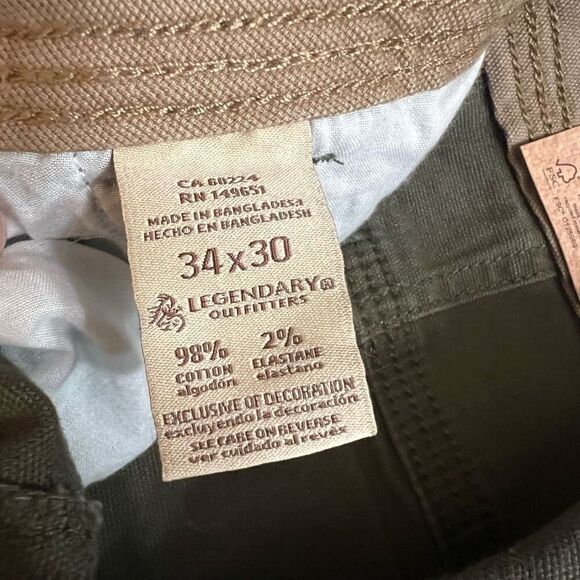 LEGENDARY OUTFITTERS Pants Men's Canvas 34X30 Green Straight Leg Stretch NWT - Picture 9 of 16